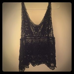 Black Crochet/Lace Tank - S/M